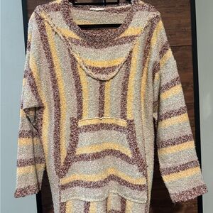 Easel Multicolor Striped Cowl Neck Sweater